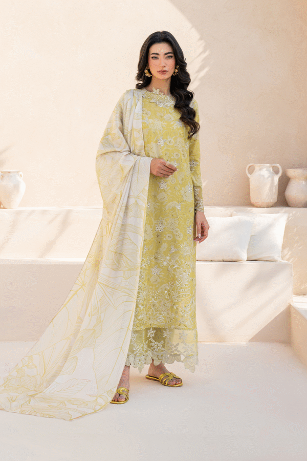Yellow Digital Printed Lawn