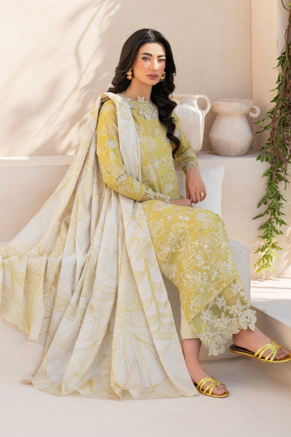 Yellow Digital Printed Lawn - Image 3